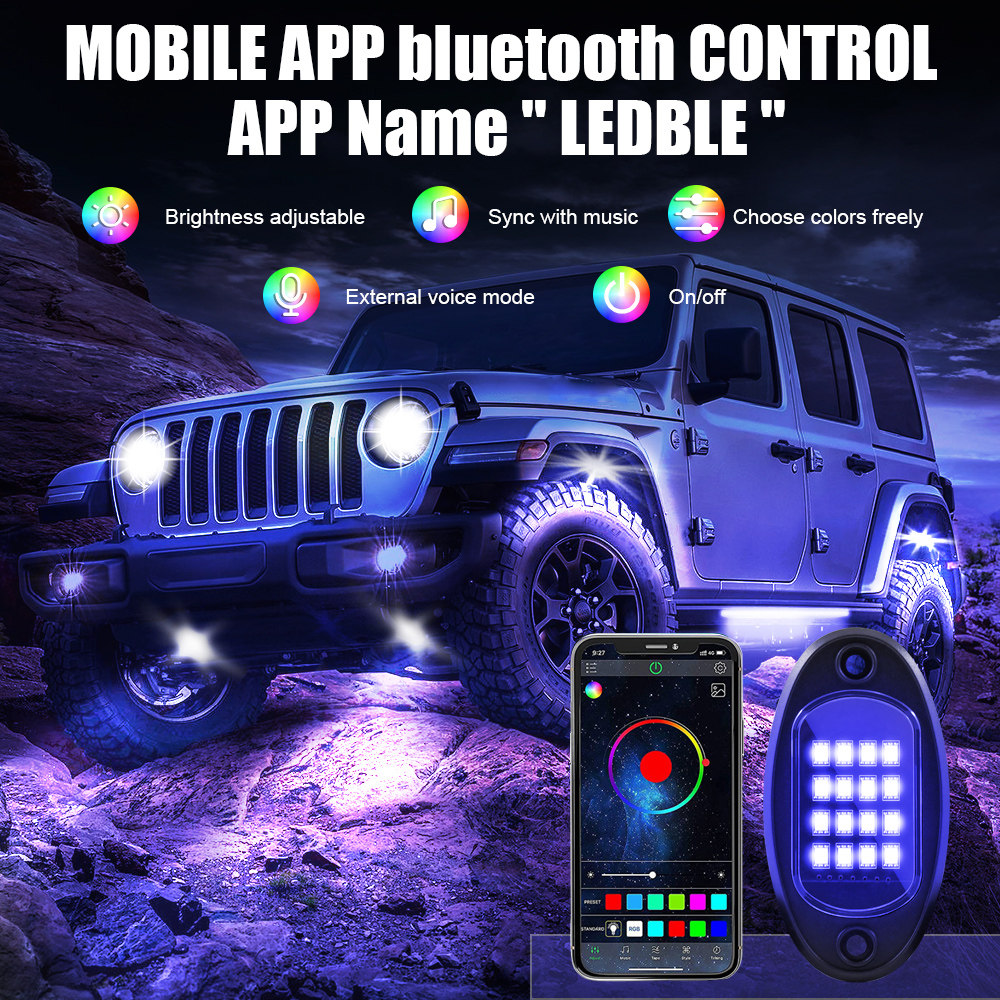 RhythmGlow Car LED Lights — Music-Synced RGB Underglow